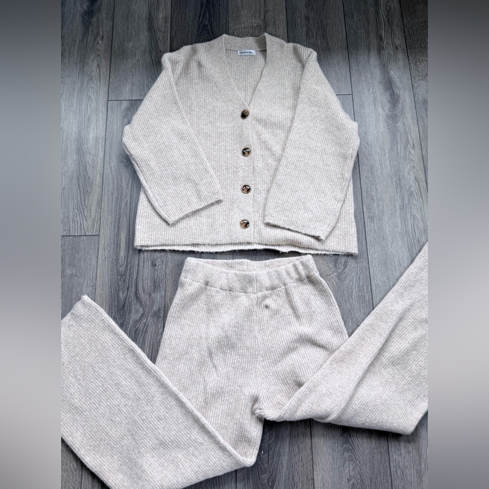 Cozy Cream Knit Cardigan & Pants Set